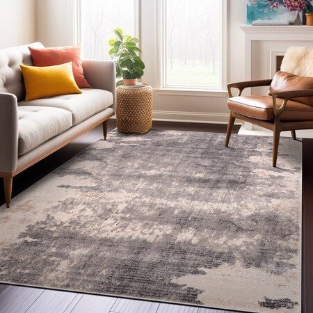 World Rug Gallery Distressed Abstract Non Shedding Soft Area Rug 5' x 7' Gray 390GRAY5x7